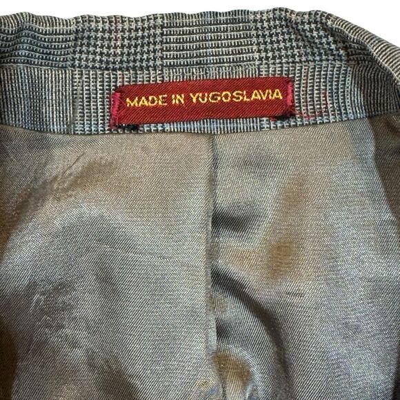 Glen Plaid Suit Jacket 42L by Arnie – Gray Brown Check - Picture 8 of 16